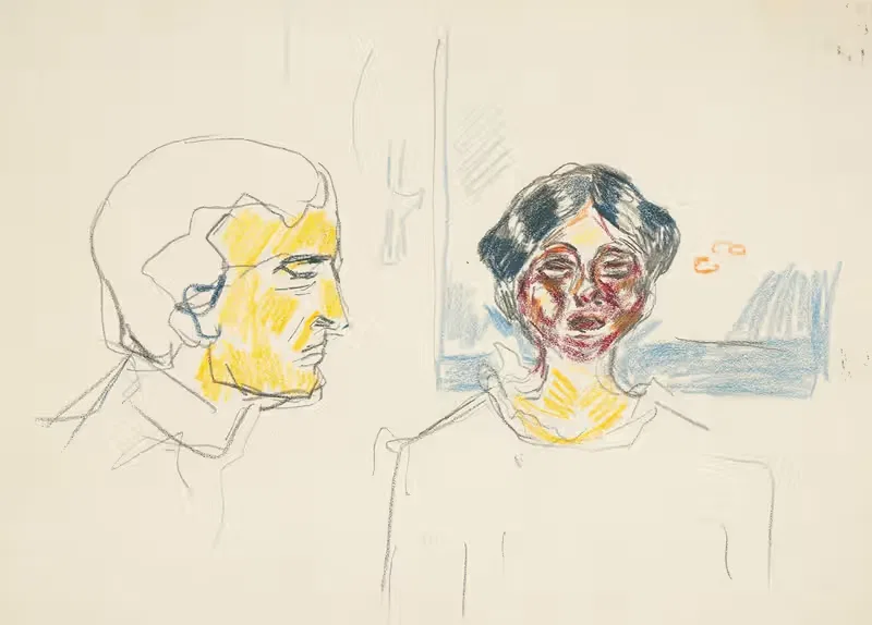 Kvinne og selvportrett i profil — Edvard Munch