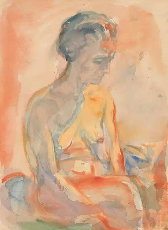 Sittende kvinnelig akt i sidelys — Edvard Munch