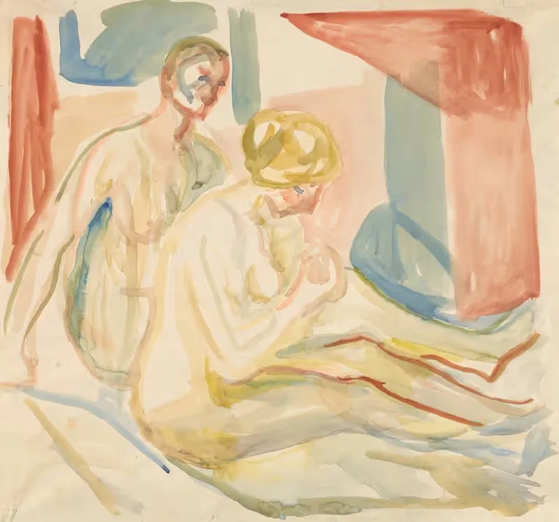Sittende naken mann og kvinne — Edvard Munch