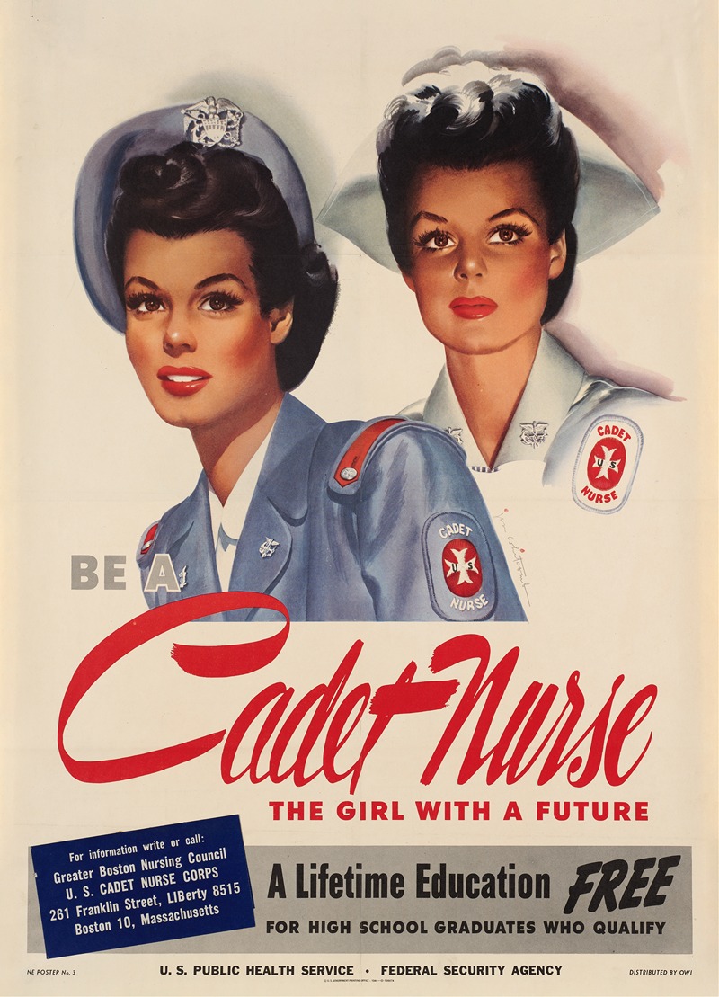 Be a Cadet Nurse by Джон Уиткомб, 1944 — digital art print download