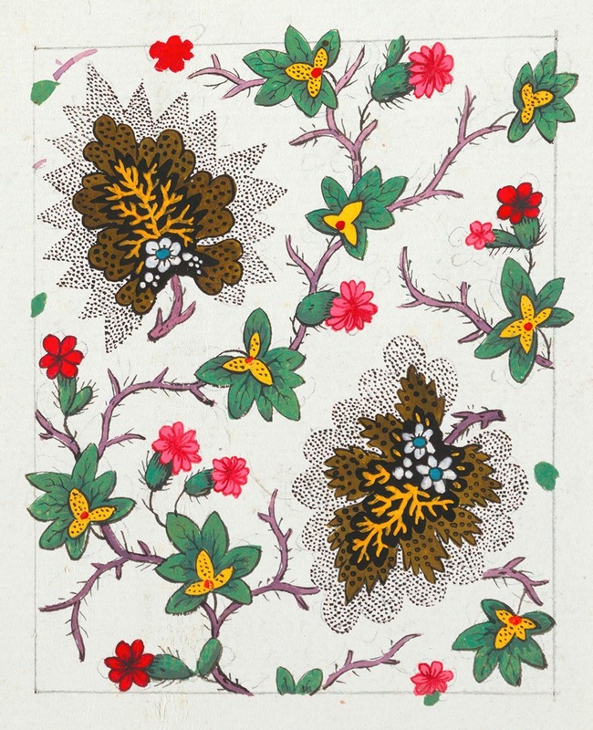 Floral design for printed textile Pl I by Аноним, 1800–1818 — digital art print download