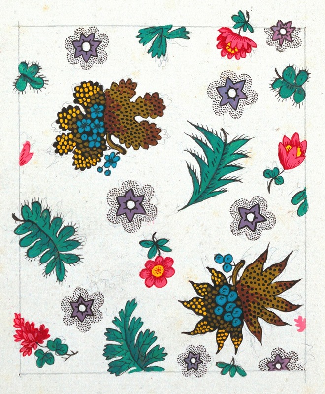 Floral design for printed textile Pl II by Аноним, 1800–1818 — digital art print download