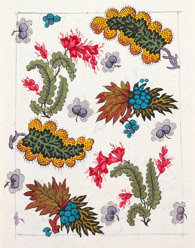 Floral design for printed textile Pl III by Аноним, 1800–1818 — digital art print download