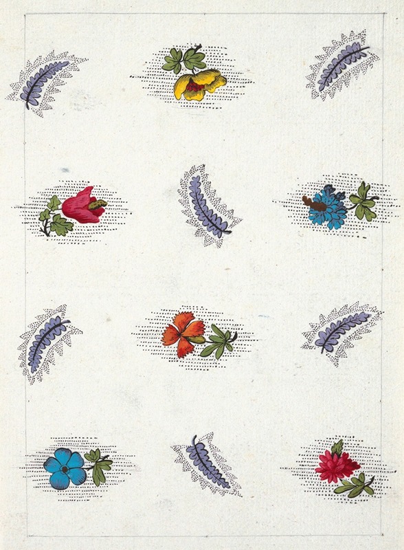 Floral design for printed textile Pl IX by Аноним, 1800–1818 — digital art print download