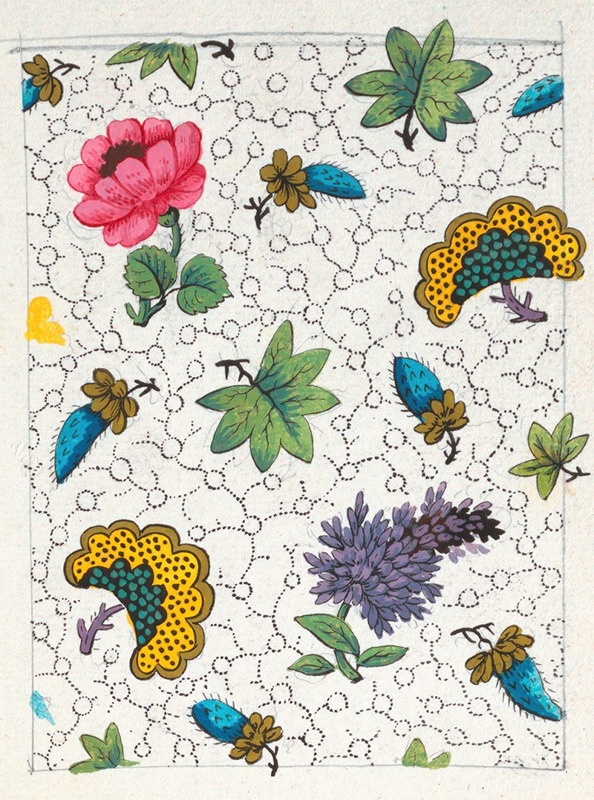 Floral design for printed textile Pl VIII by Аноним, 1800–1818 — digital art print download
