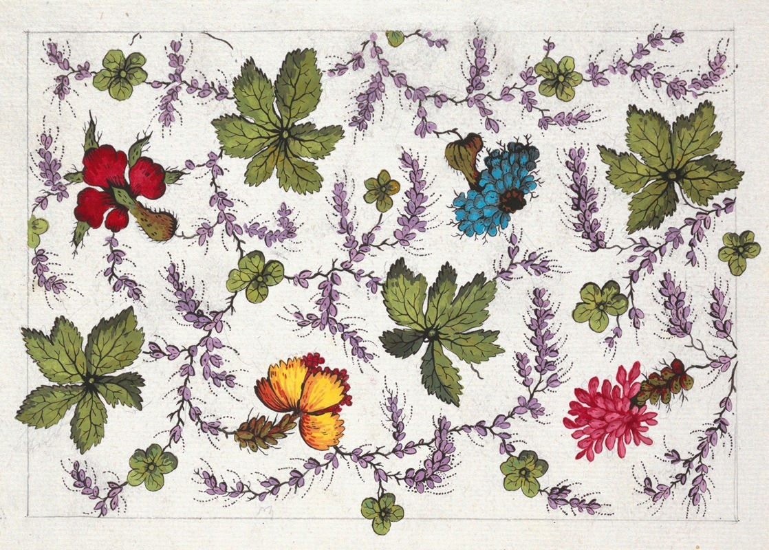 Floral design for printed textile Pl X by Аноним, 1800–1818 — digital art print download