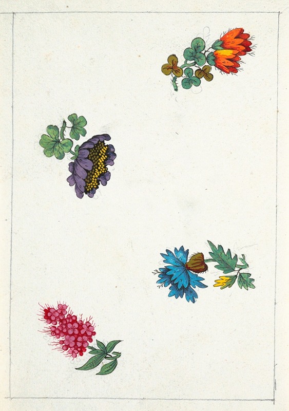 Floral design for printed textile Pl XI by Аноним, 1800–1818 — digital art print download