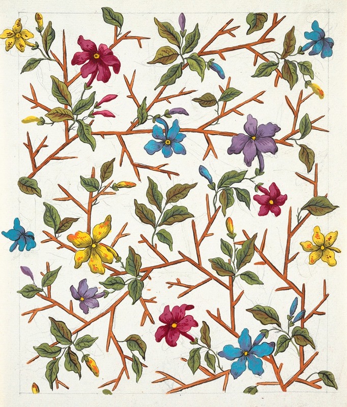 Floral design for printed textile Pl XIX by Аноним, 1800–1818 — digital art print download