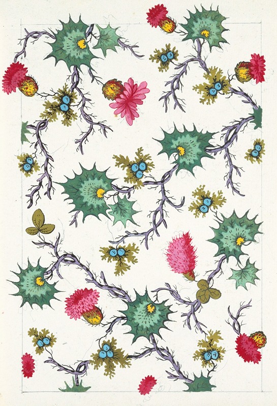Floral design for printed textile Pl XV by Аноним, 1800–1818 — digital art print download