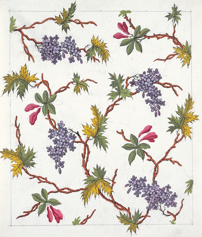 Floral design for printed textile Pl XVIII — Anonymous