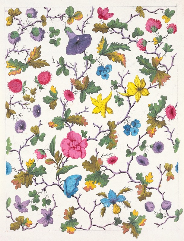 Floral design for printed textile Pl XX — Anonymous
