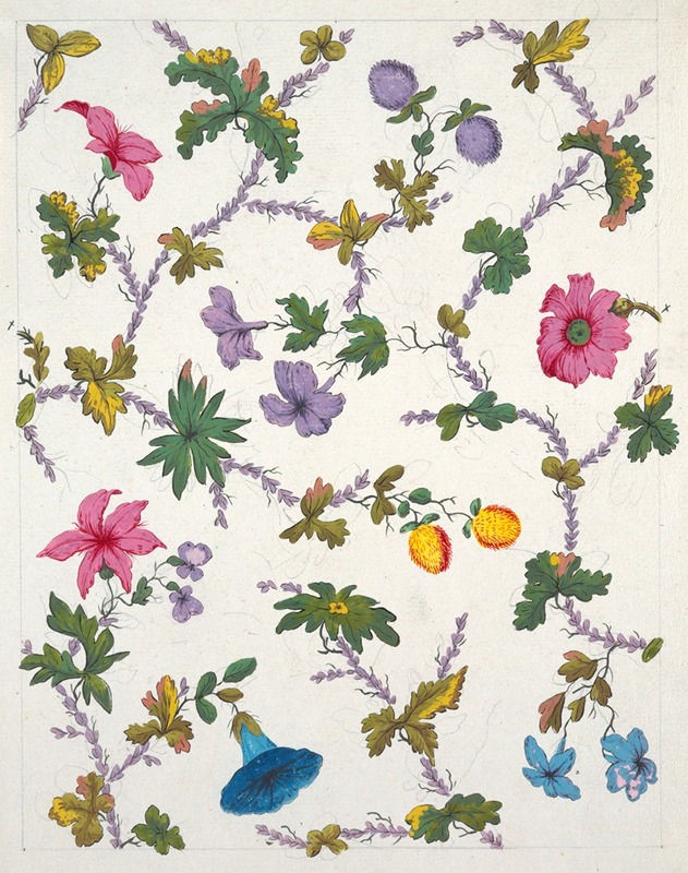 Floral design for printed textile Pl XXI — Anonymous