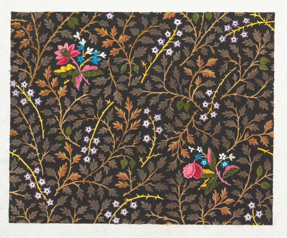 Floral design for printed textile Pl XXV — Anonymous