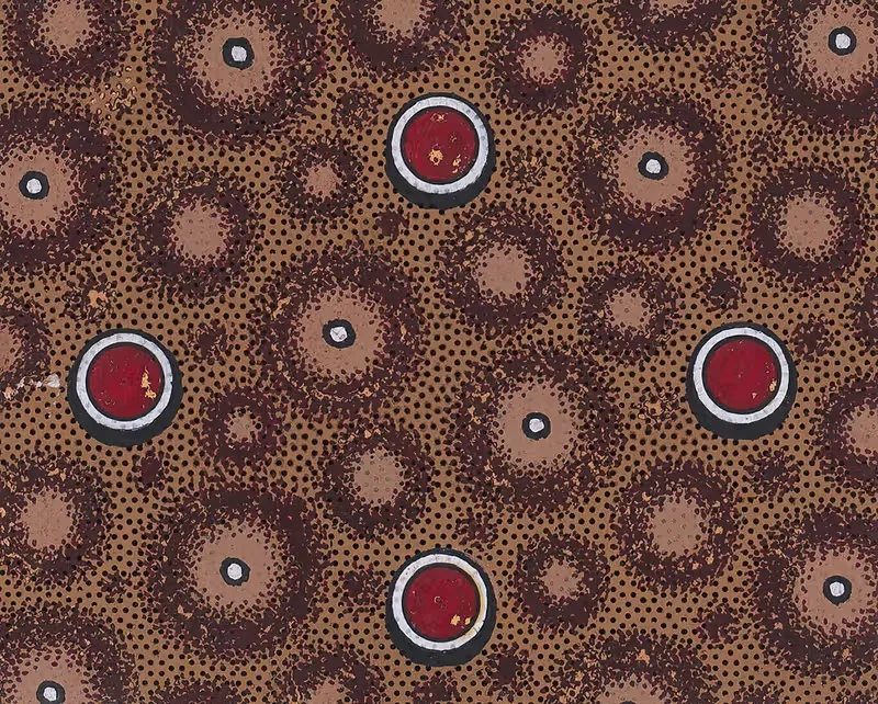 Textile Design with Circles and Pearls over a Stippled Background — Anonymous