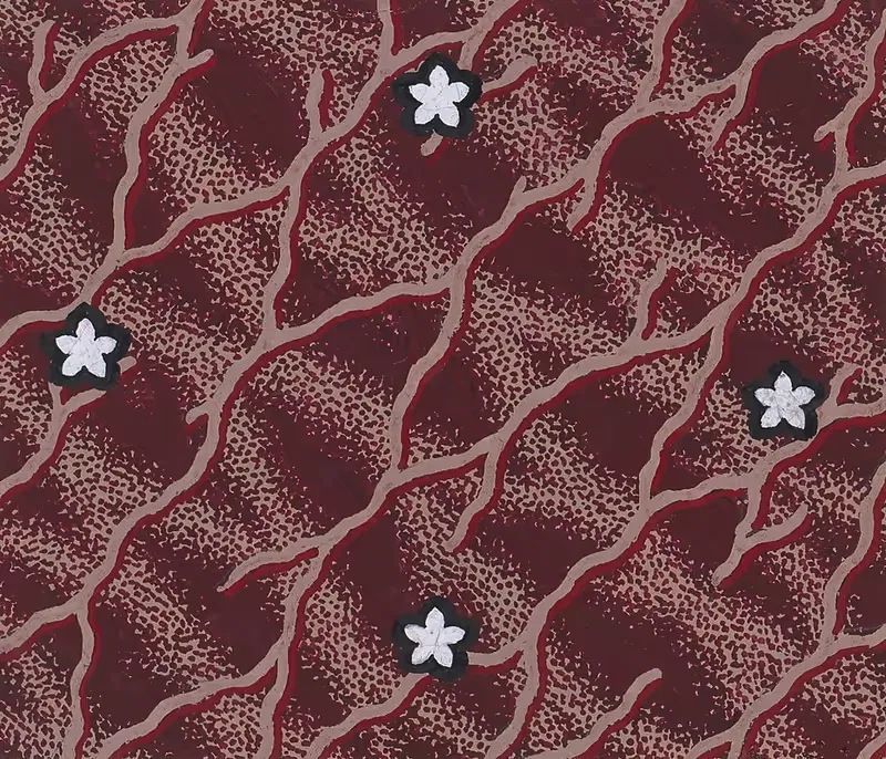 Textile Design with Interlacing Branches and Alternating Rows of Rosettes over a Background with an Interlaced Pattern — Anonymous