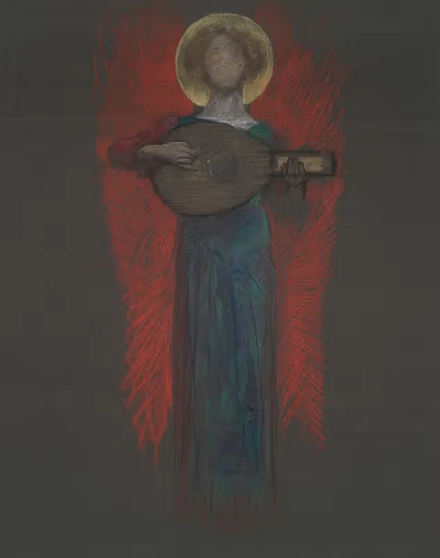 Эскиз, Ангел с музыкальным инструментом by Эдвин Остин Эбби — digital art print download