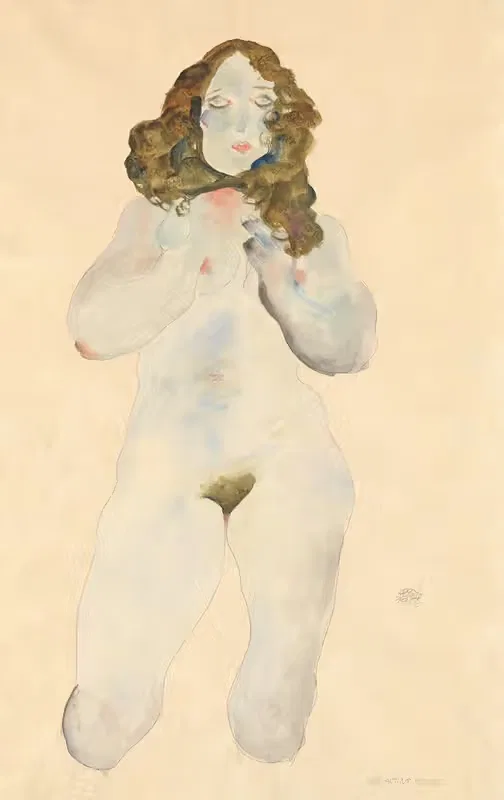 Сидящая женская натура by Эгон Шиле, 1912 — digital art print download