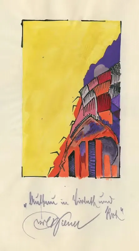 Aufbau in Violett und Rot — Karl Wiener