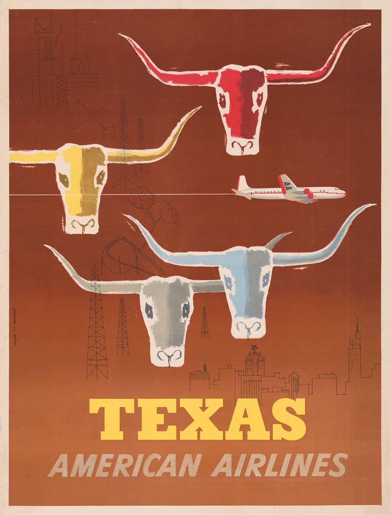 Texas – American Airlines by Martin Glanzman, 1953 — digital art print download