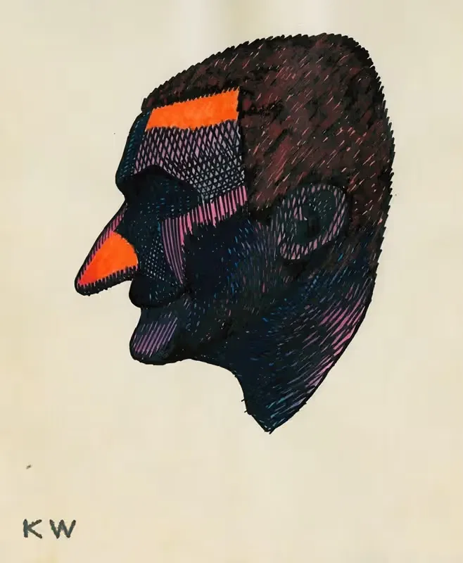 Kopfstudie, aus; 'Profile', 10 Blätter, Graz II — Karl Wiener