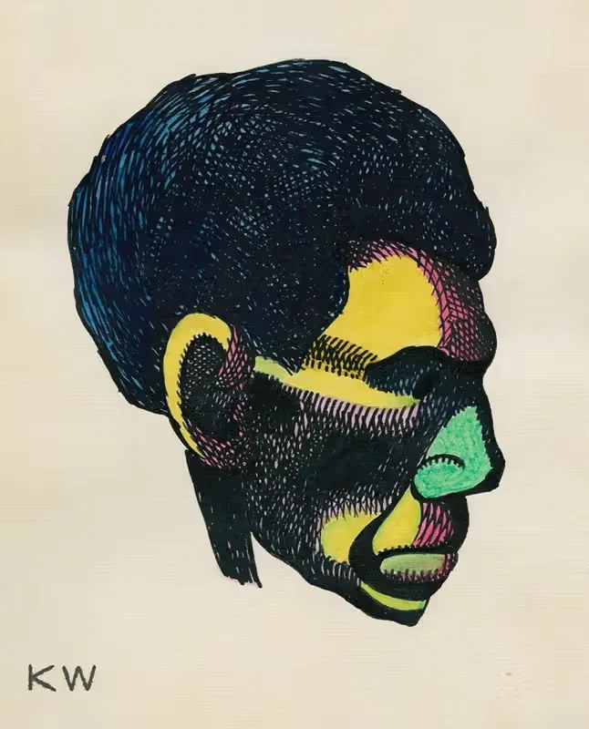 Kopfstudie, aus; 'Profile', 10 Blätter, Graz VI — Karl Wiener