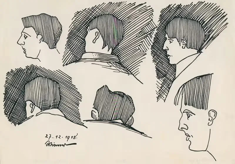 Ohne Titel (Köpfe) by Karl Wiener, 1918 — digital art print download