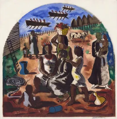 Подготовительный рисунок для 'Учение индейцев' by Кандидо Портинари, 1941 — digital art print download