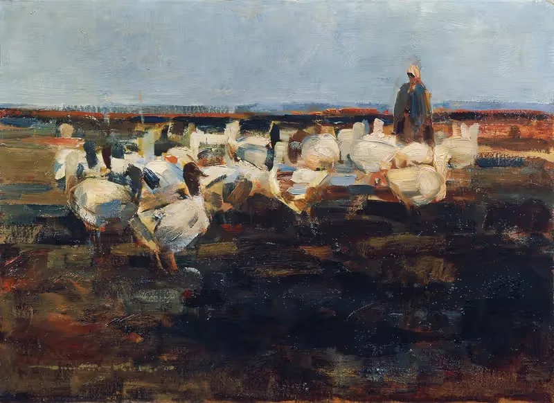 Стадо гусей на пастбище by Деметер Коко, 1919 — digital art print download