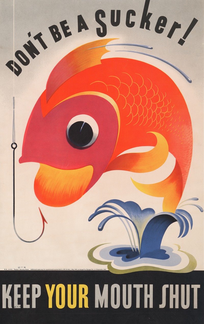 Don't be a sucker! Keep your mouth shut. by Аноним, 1944 — digital art print download