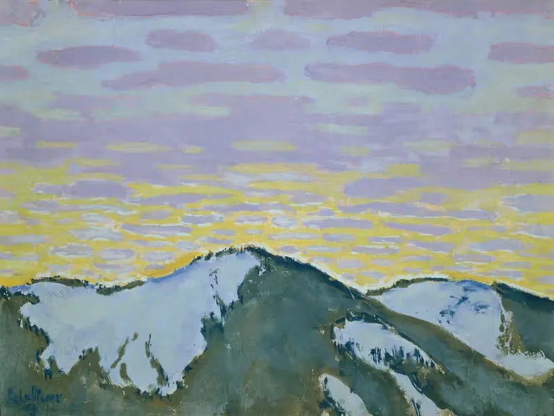 Verschneite Berggipfel in der Dämmerung — Koloman Moser
