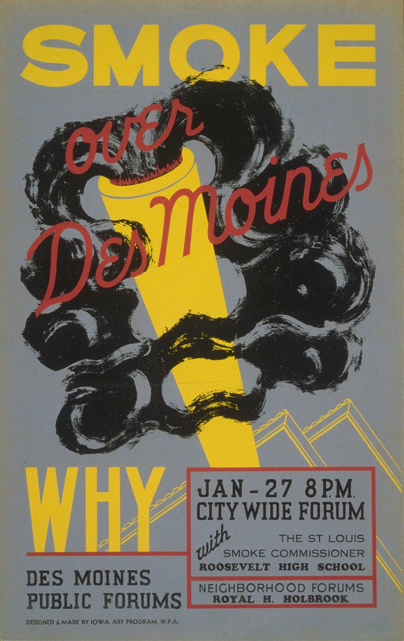 Smoke over Des Moines by Anonymous, 1936 — digital art print download