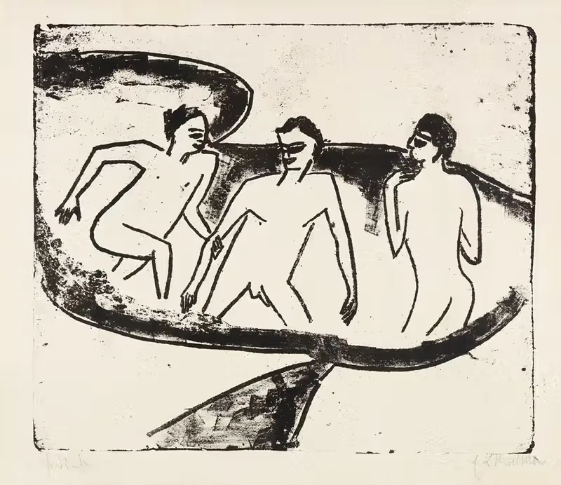 Drei Akte im Wasser, Moritzburg — Ernst Ludwig Kirchner