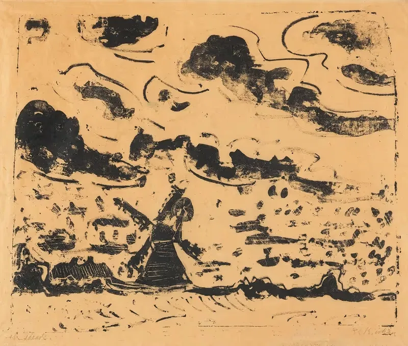 Ветряная мельница у Бурга на Фемарне by Эрнст Людвиг Кирхнер, 1908 — digital art print download