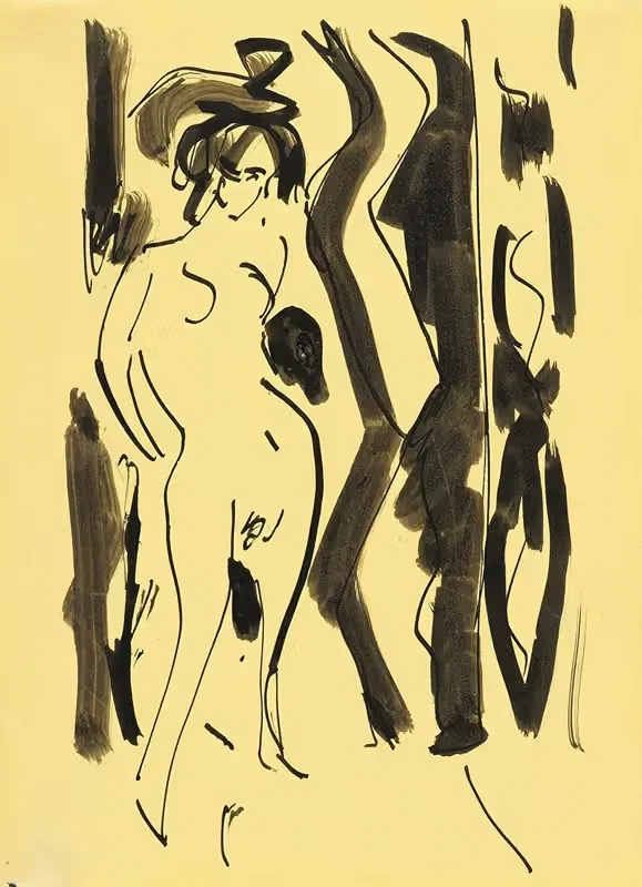 Женский акт by Эрнст Людвиг Кирхнер, 1910 — digital art print download