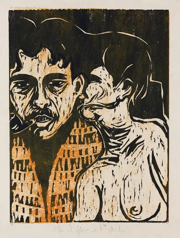 Художник и модель – поэт и женщина by Эрнст Людвиг Кирхнер, 1907 — digital art print download