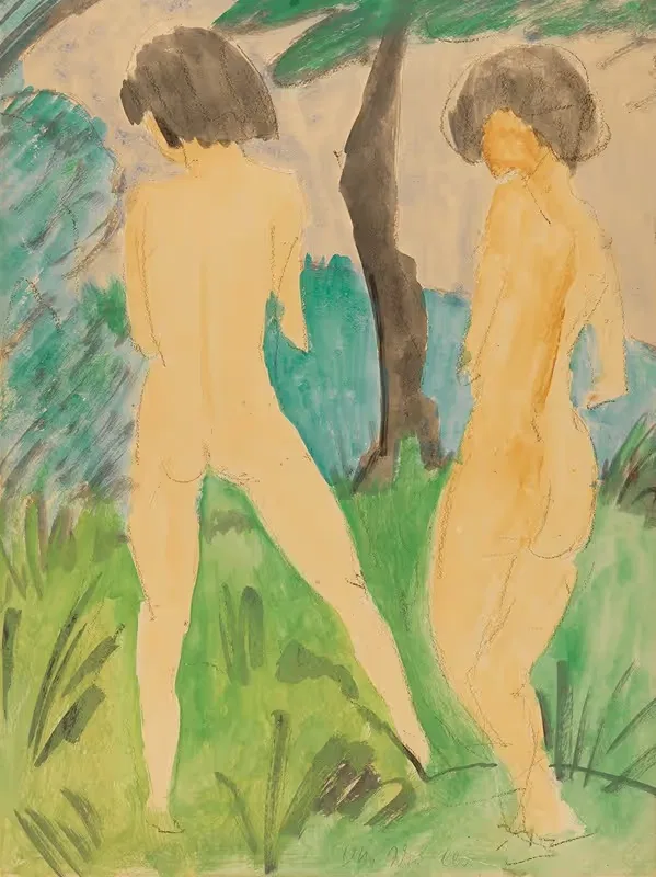 Zwei weibliche Akte in Landschaft — Otto Mueller