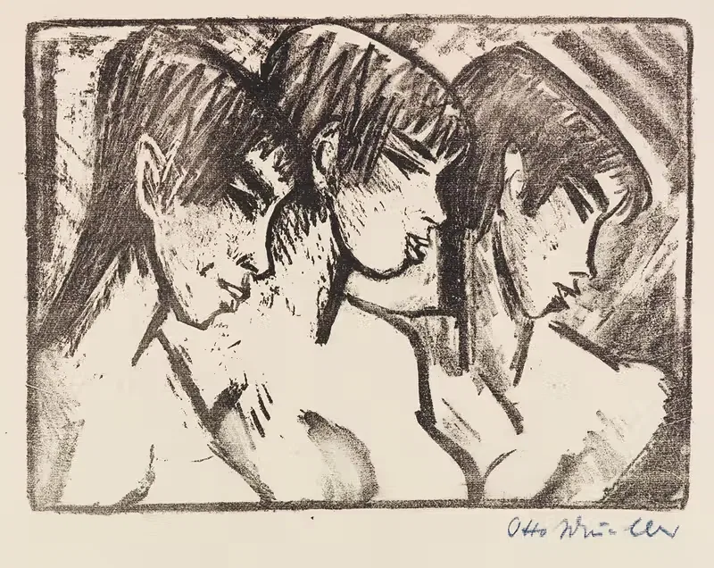 Drei Mädchen im Profil by Otto Mueller, 1921 — digital art print download
