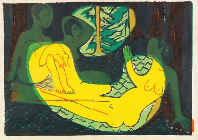 Три акта в лесу by Эрнст Людвиг Кирхнер, 1933 — digital art print download
