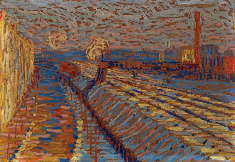 Железнодорожный насыпь в снегу by Артур Сегал, 1910 — digital art print download