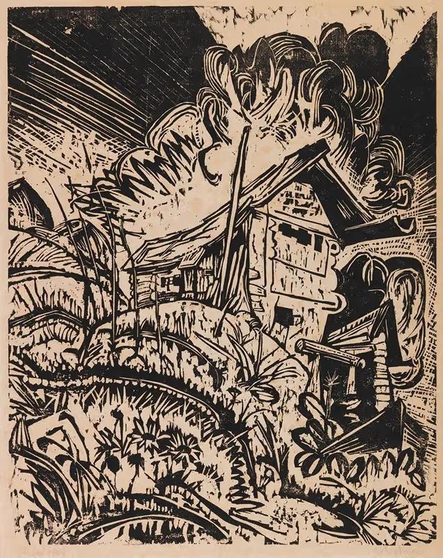 Berghaus mit Gewitterwolke (Alphütte bei Gewitter) — Ernst Ludwig Kirchner