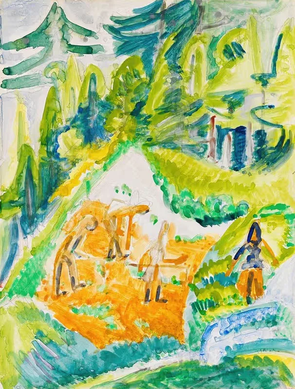 Давосский пейзаж с горным крестьянином by Эрнст Людвиг Кирхнер, 1919 — digital art print download