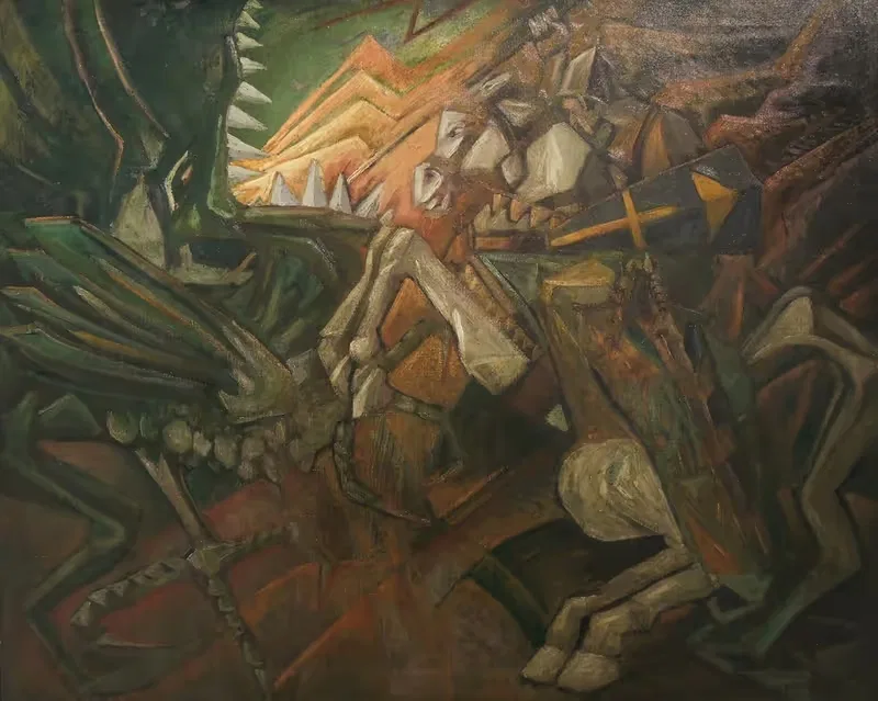 Святой Георгий, убивающий дракона by Ежи Хулевич, 1917 — digital art print download