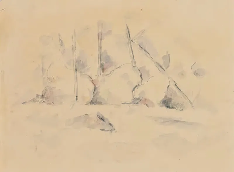 Arbres Parmi Des Rochers — Paul Cézanne