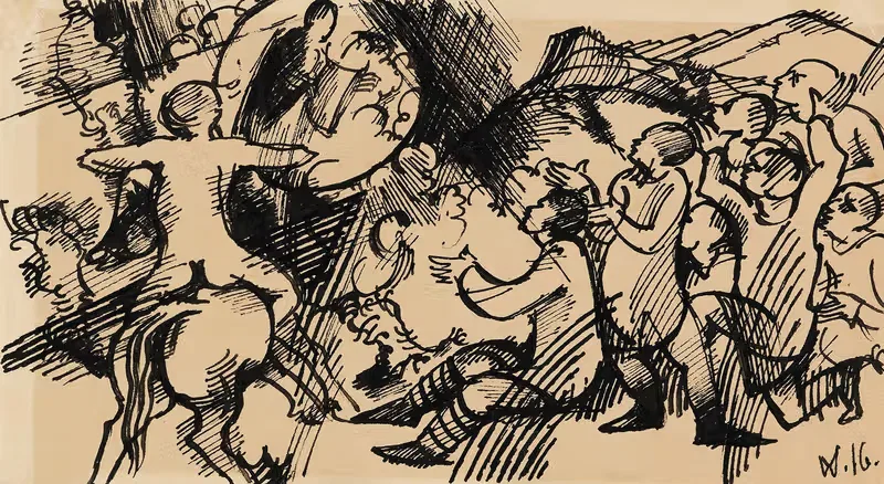 Figürliche Szene (Vision) by Wilhelm Morgner, 1916 — digital art print download