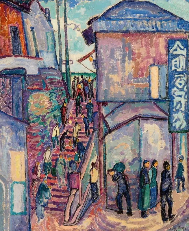 Лестница с фигурами, Китай by Джером С. Блум, 1916 — digital art print download