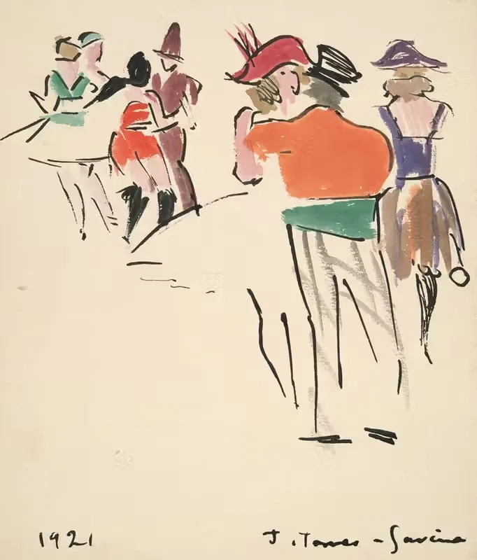 Бал художников; Костюмированные танцоры by Хоакин Торрес-Гарсия, 1921 — digital art print download