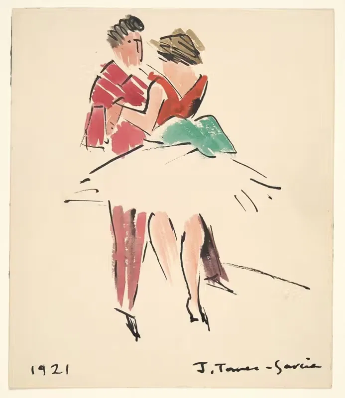 Бал художников; Две танцовщицы by Хоакин Торрес-Гарсия, 1921 — digital art print download