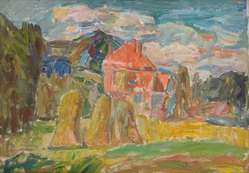Пейзаж с красным домом by Саша Блондер, 1937 — digital art print download