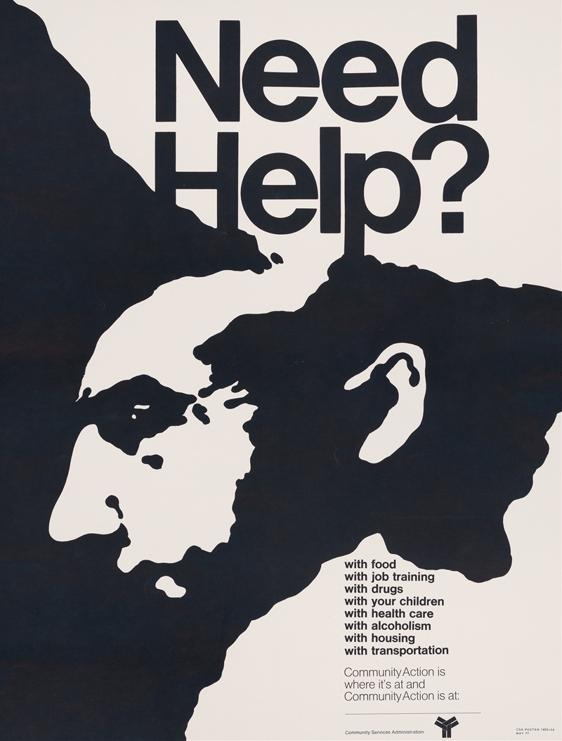 Need help; Community action is where it's at by Michael David Brown, 1977 — digital art print download