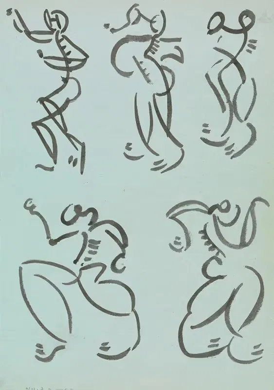 Five Studies of Dancing Figures by Henri Gaudier-Brzeska, 1910 - 1915 — digital art print download